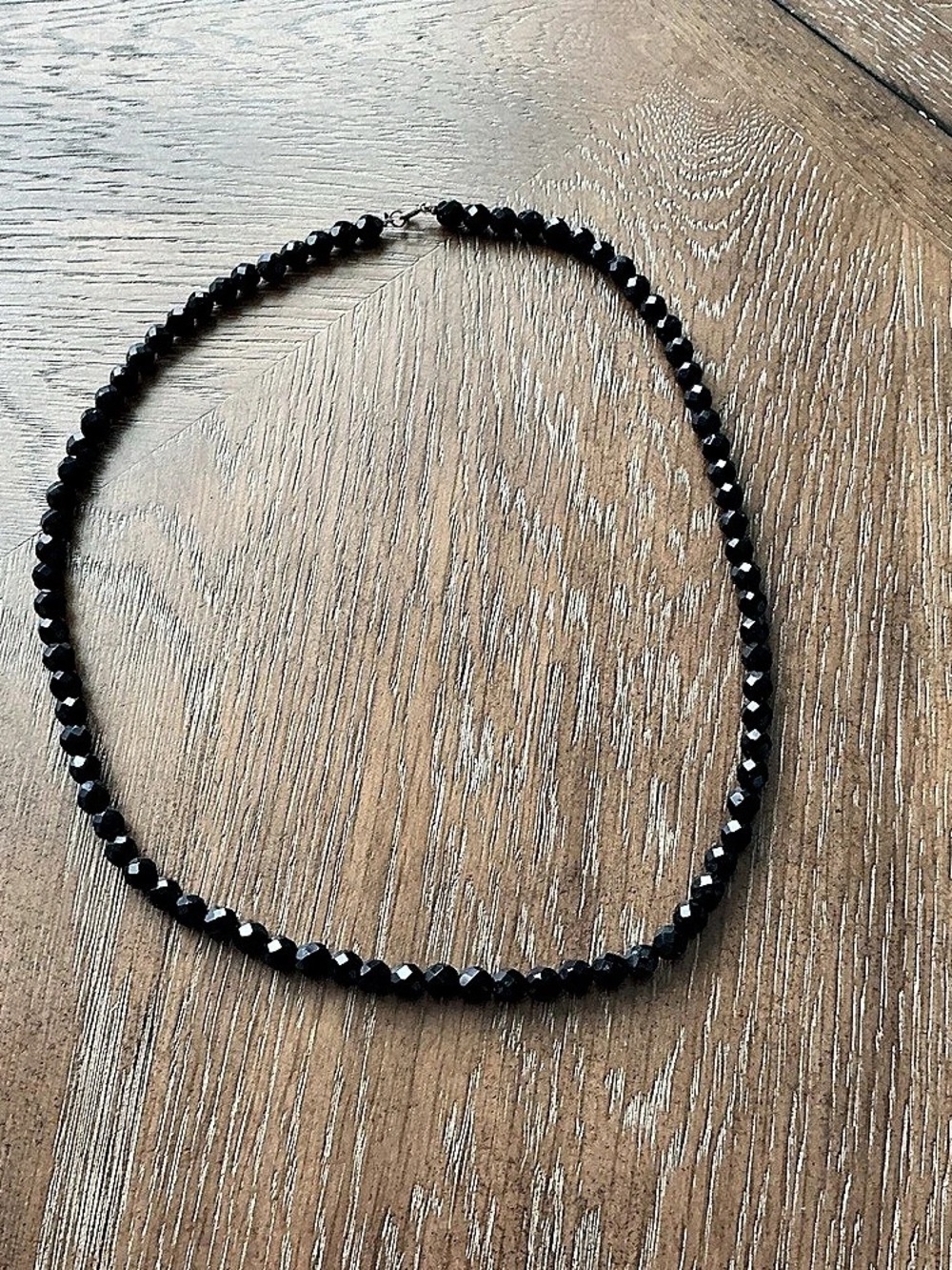 Faceted Black Bead Necklace Like New